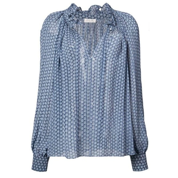 LoveShackFancy Silk Floral Victorian Ruffle Top